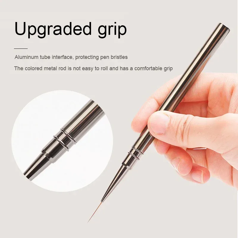 Pinceaux à rayures pour nail art, lignes fines et allongées, peinture 6/9/12/15/18 mm, outil de manucure professionnel, référence ZJS02 4