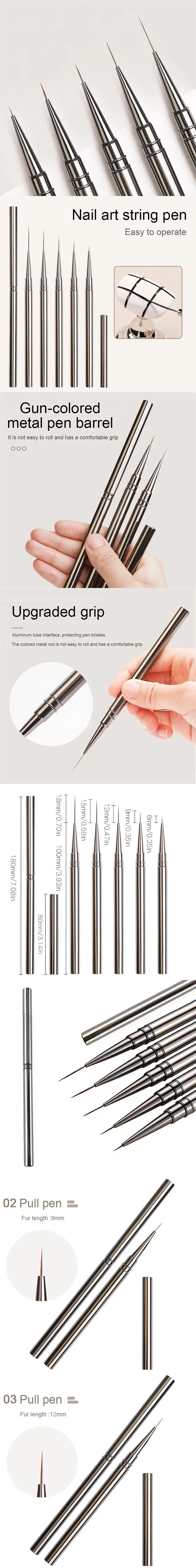 Pinceaux de revêtement pour Nail Art, dessin à rayures et lignes allongées