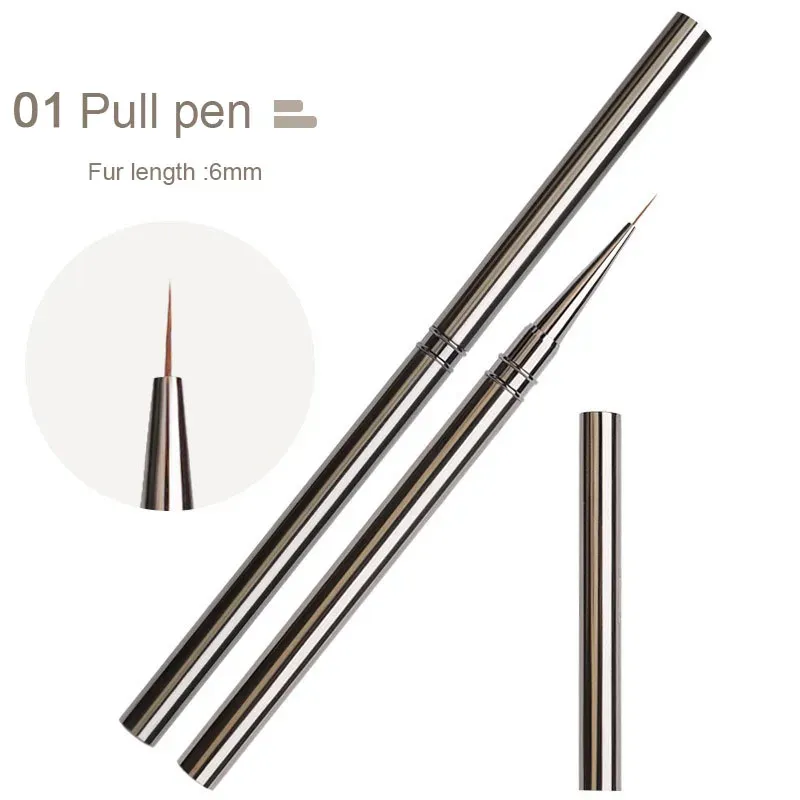 Pinceaux à rayures pour nail art, lignes fines et allongées, peinture 6/9/12/15/18 mm, outil de manucure professionnel, référence ZJS02 10