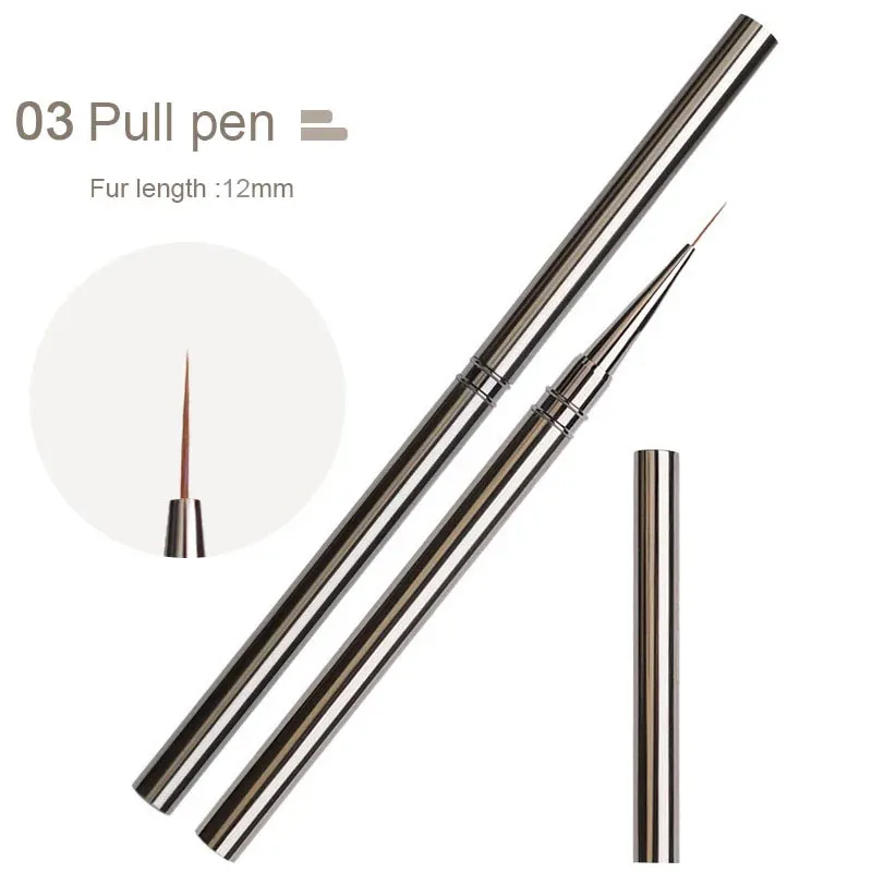 Pinceaux à rayures pour nail art, lignes fines et allongées, peinture 6/9/12/15/18 mm, outil de manucure professionnel, référence ZJS02 8