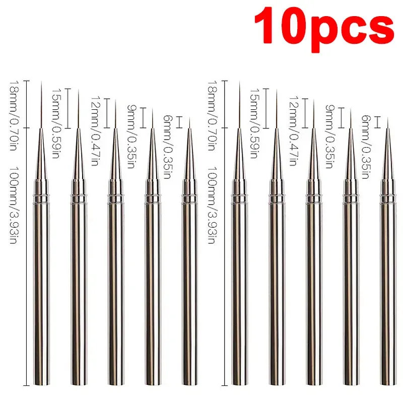 Pinceaux à rayures pour nail art, lignes fines et allongées, peinture 6/9/12/15/18 mm, outil de manucure professionnel, référence ZJS02 23