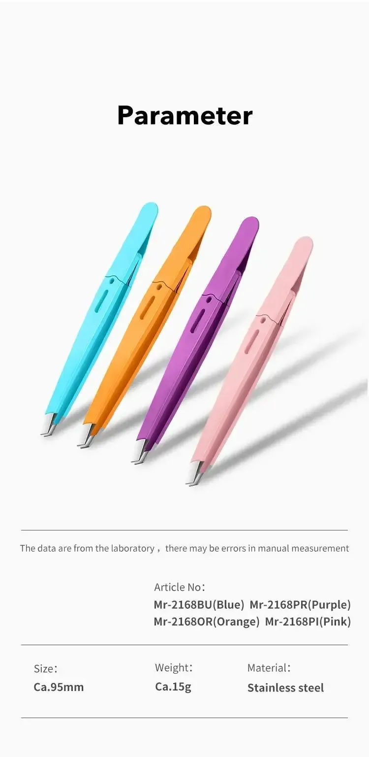 Pince à sourcils colorée, présentation complète
