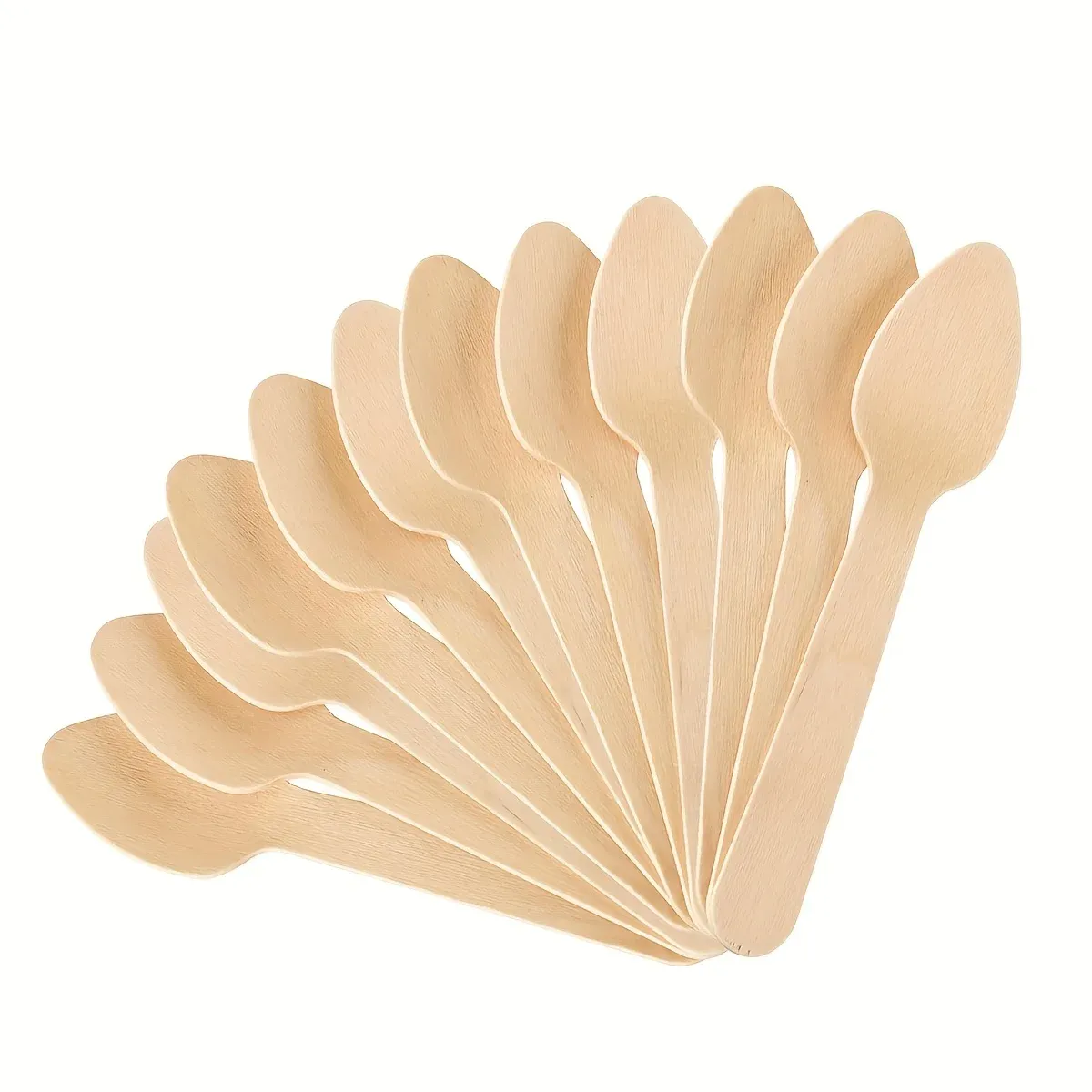Lot de 50 mini-cuillères en bois jetables (env. 9,6 cm) pour desserts et dégustations, idéales pour fêtes et célébrations