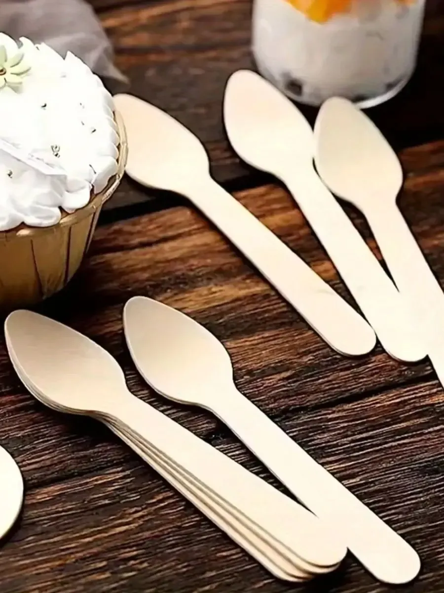 Cuillères jetables en bois élégantes pour desserts
