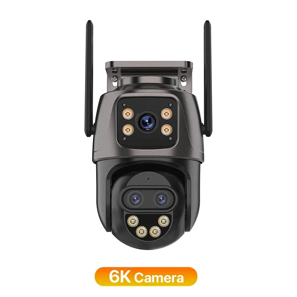 Caméra IP 6K 9MP HD WiFi Extérieure, Zoom 8x, Triple Objectif, Double Écran, Caméra de Sécurité Domestique PTZ, Vidéosurveillance 6MP ICSee 8