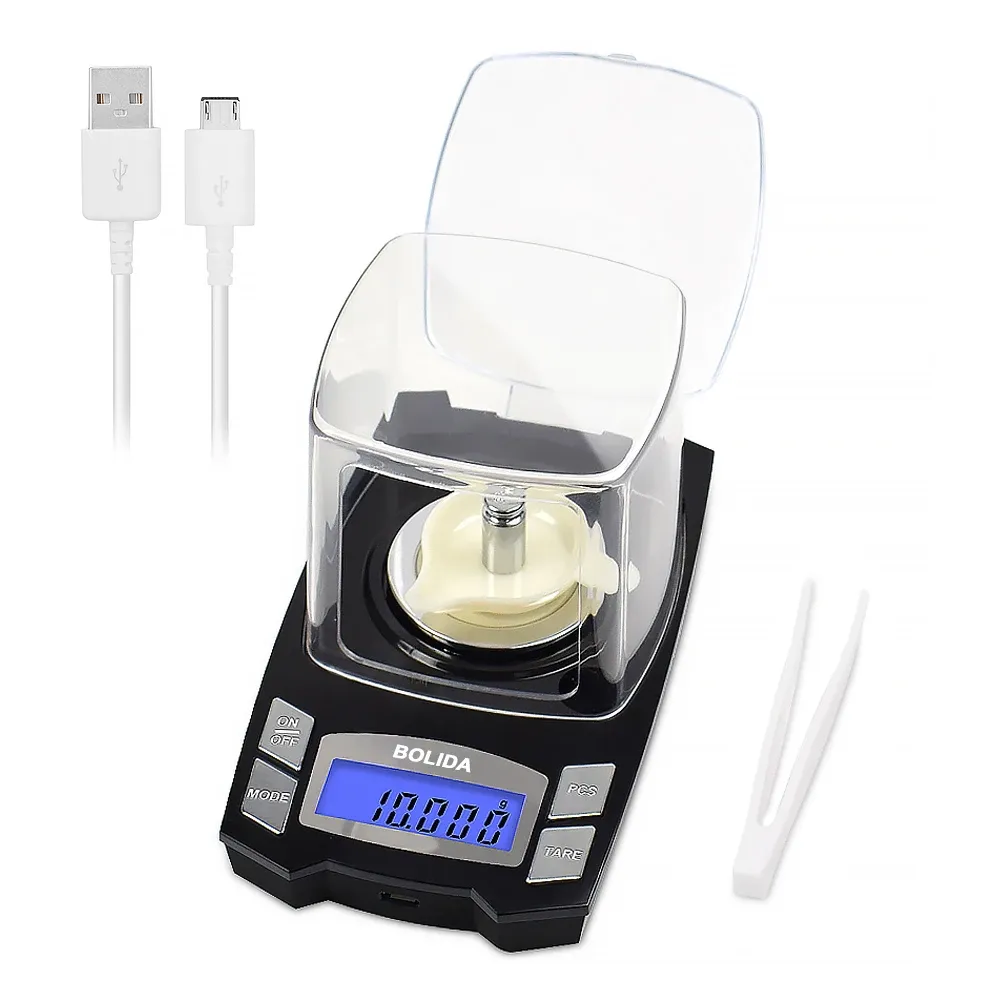 NEWACALOX Balance numérique LCD de précision pour bijoux, 0,001 g, capacité 50 g / 100 g, rechargeable par USB - Image 1
