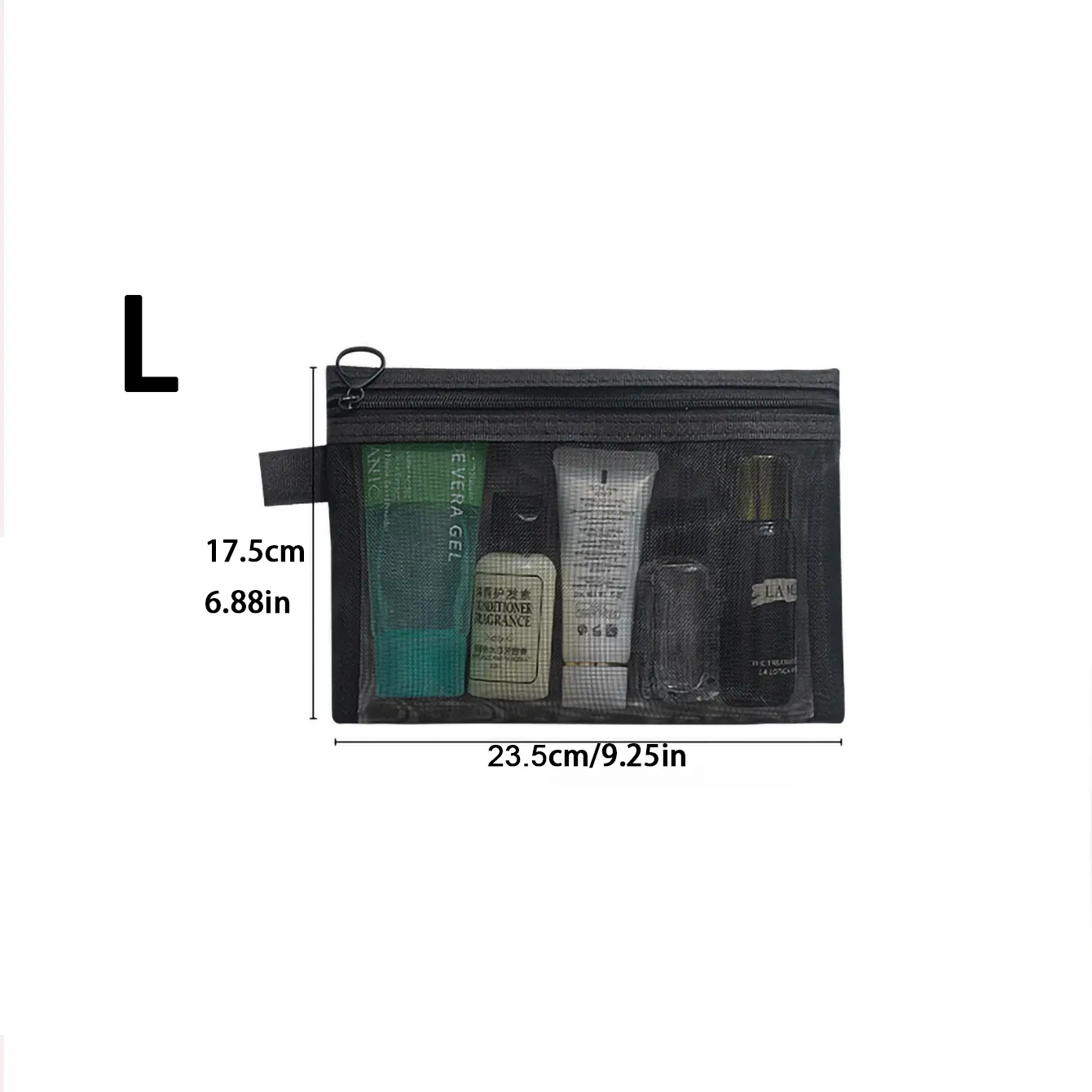 Sacs à cosmétiques transparents en maille pour femme, trousse de maquillage noire, étui de toilette de voyage portable et pochette de rangement pour rouge à lèvres, lot de 1, 5 ou 10 pièces 7