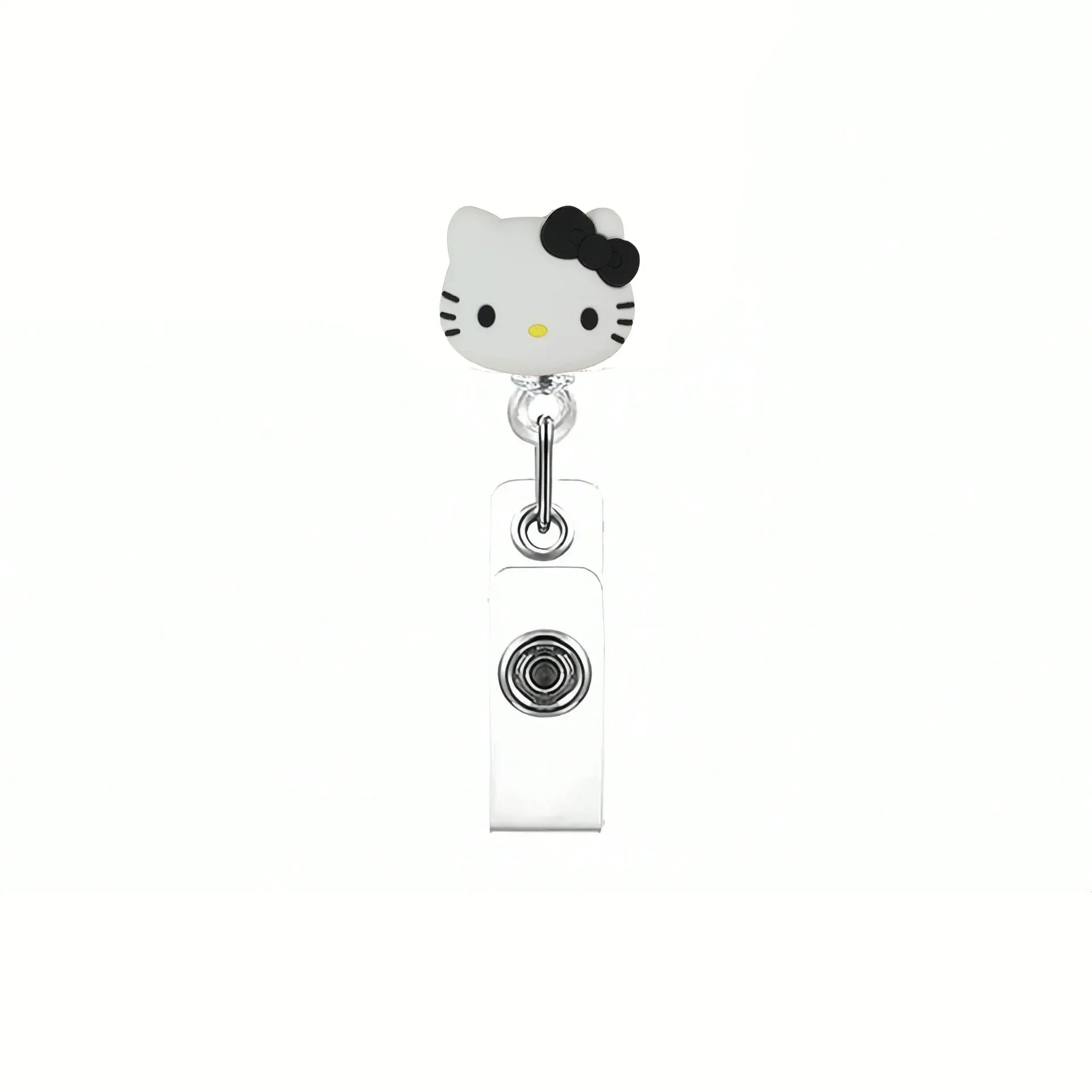 Porte-badge rétractable à motif chaton, porte-cartes avec porte-clés pour femmes et étudiantes 4
