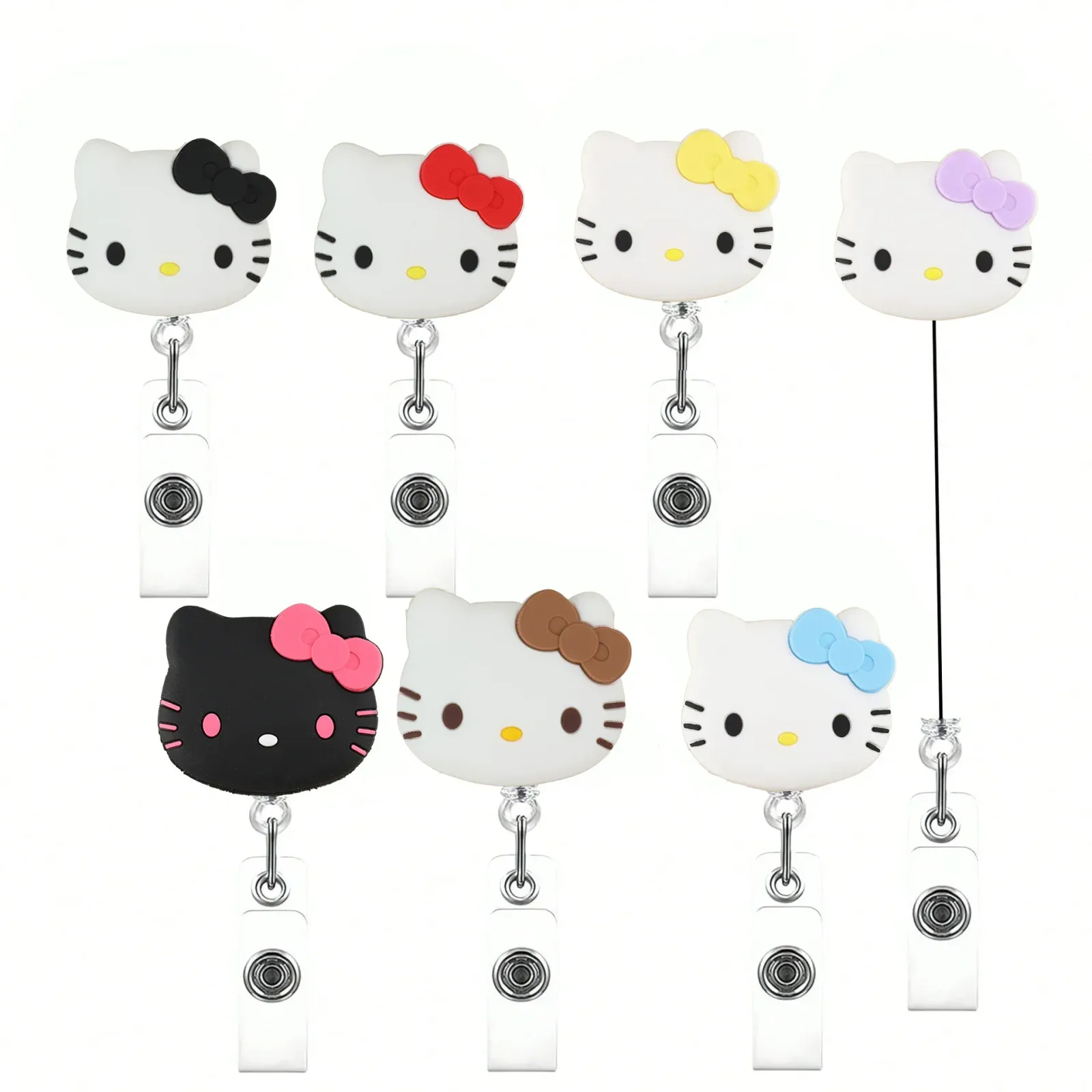 Porte-badge rétractable au motif de chaton mignon