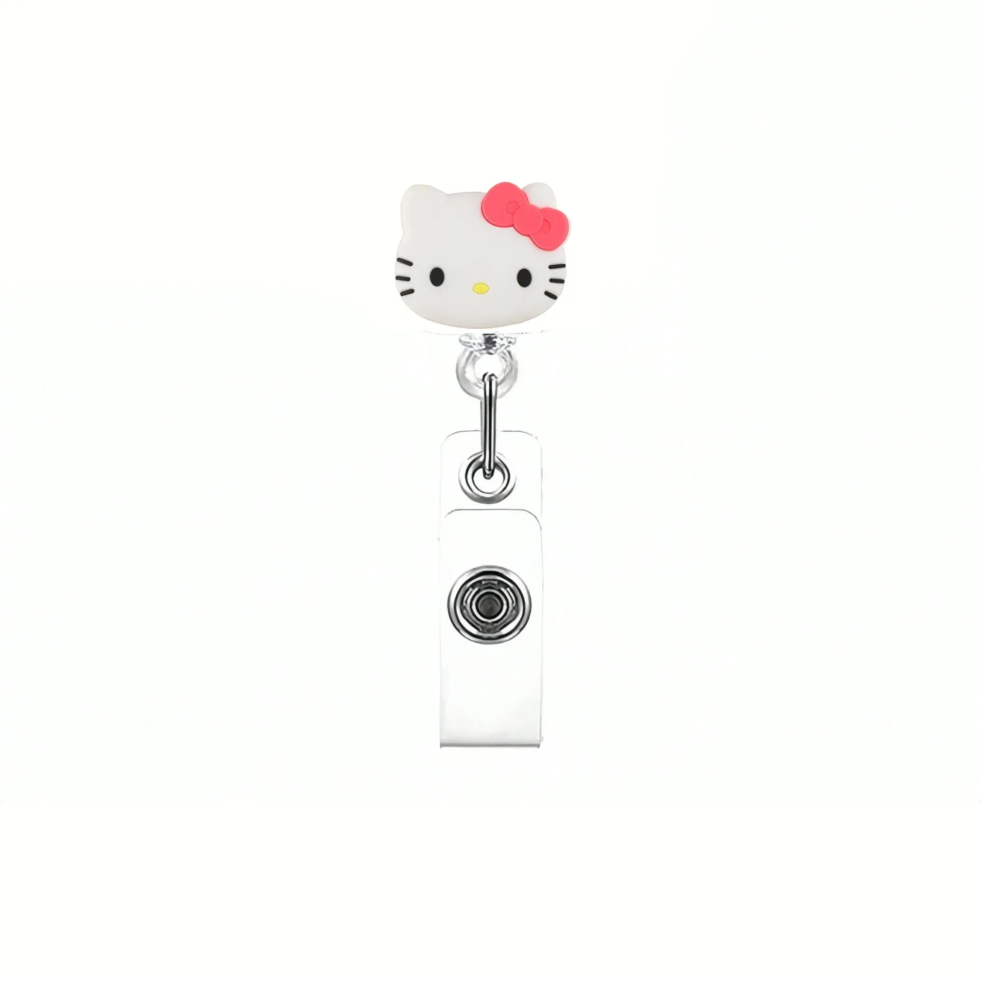 Porte-badge rétractable à motif chaton, porte-cartes avec porte-clés pour femmes et étudiantes 8