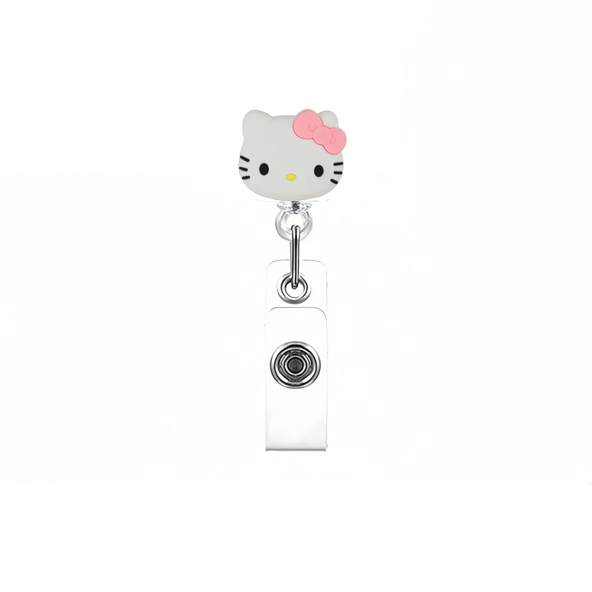 Porte-badge rétractable à motif chaton, porte-cartes avec porte-clés pour femmes et étudiantes 13
