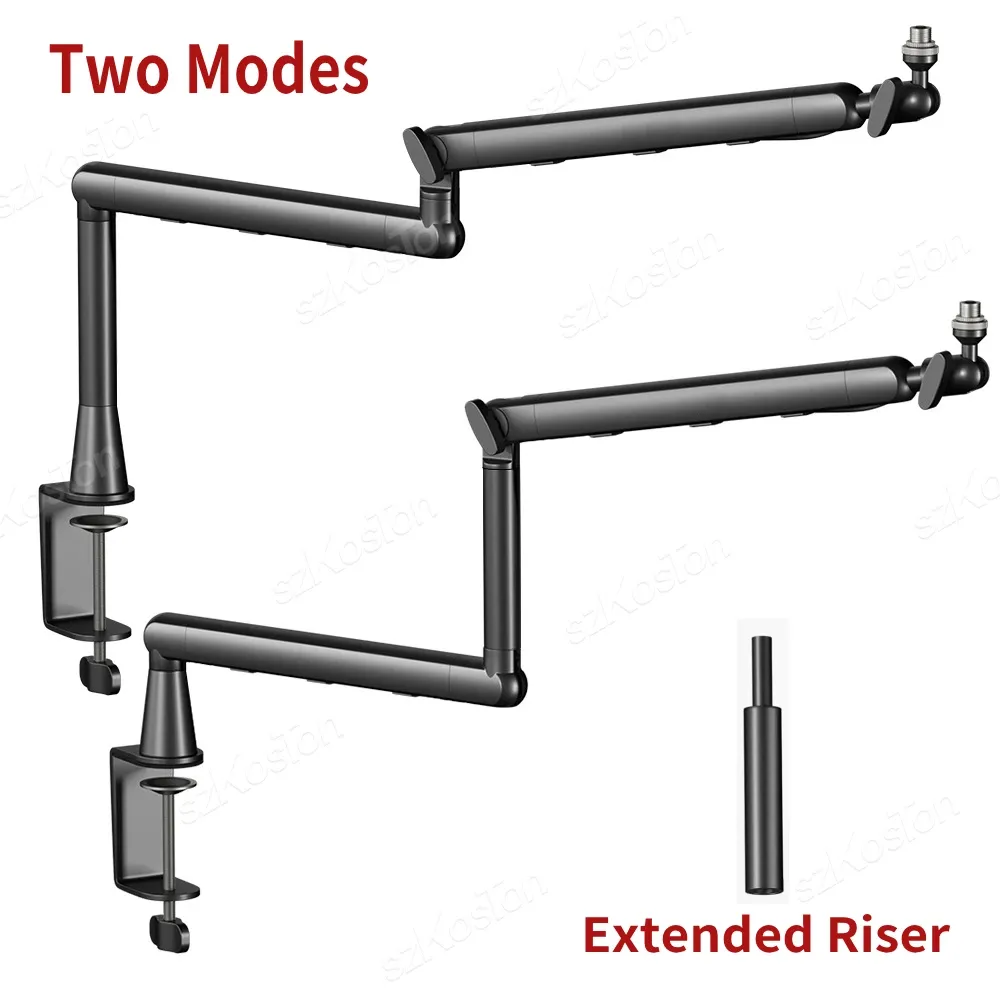 Bras de micro à profil bas pour studio professionnel, avec gestion des câbles et élévateur étendu, support de microphone réglable pour SM7B, MV7, AM8, K688 4