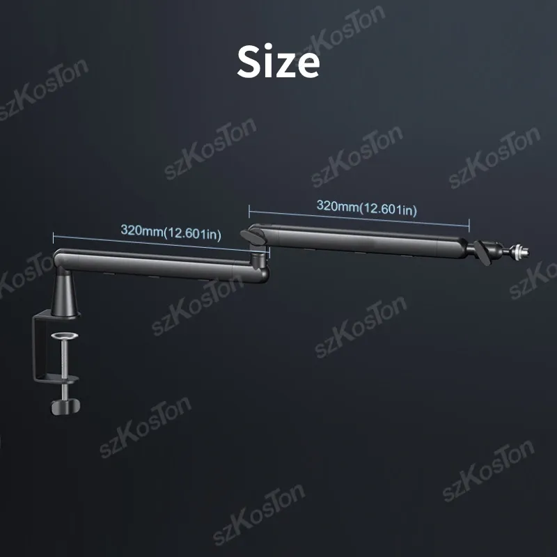 Bras de micro à profil bas pour studio professionnel, avec gestion des câbles et élévateur étendu, support de microphone réglable pour SM7B, MV7, AM8, K688 6