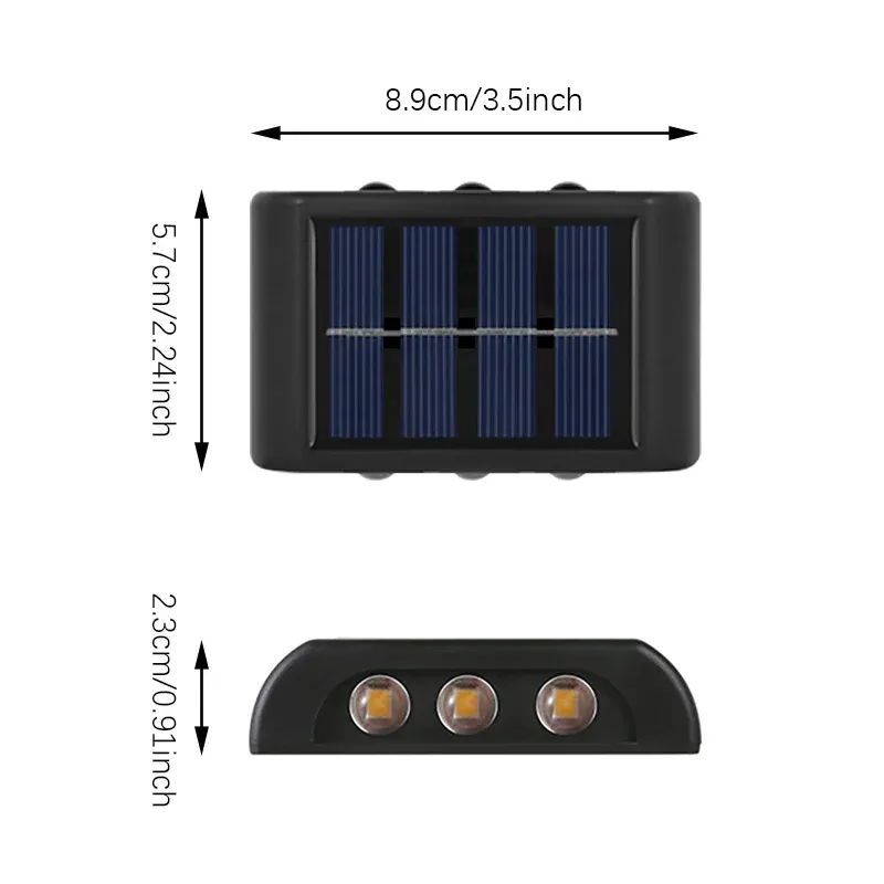 Applique murale solaire LED d'extérieur, étanche, allumage automatique du crépuscule à l'aube 6