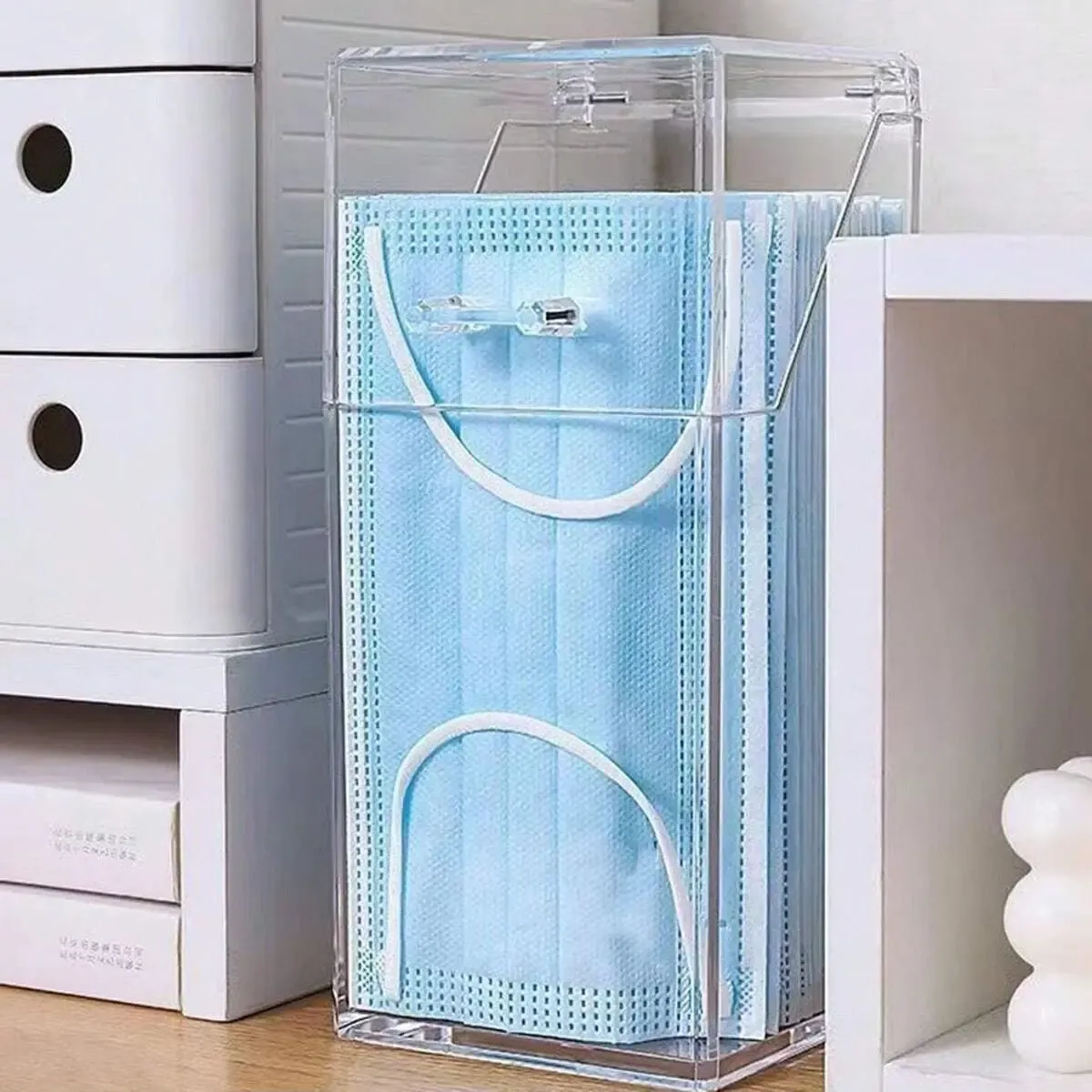 Seau de rangement transparent pour pinceaux de maquillage avec couvercle, lot de 1 ou 2 3