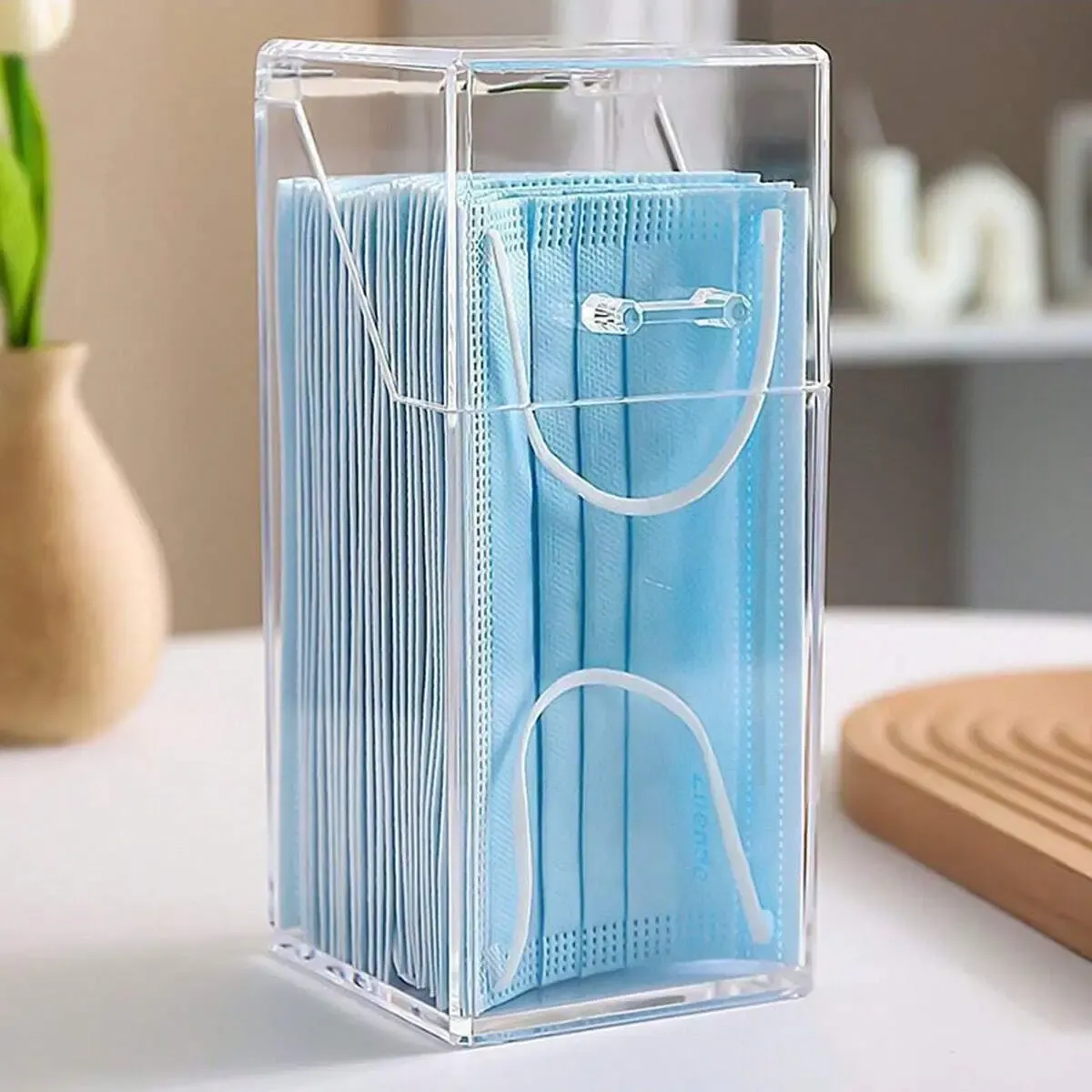 Seau de rangement transparent pour pinceaux de maquillage avec couvercle, lot de 1 ou 2 5