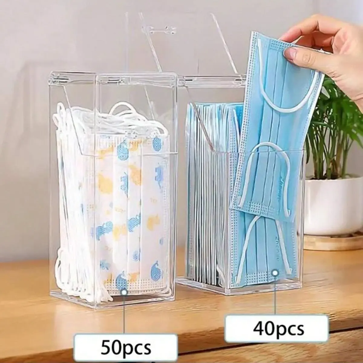 Seau de rangement transparent pour pinceaux de maquillage avec couvercle, lot de 1 ou 2 6