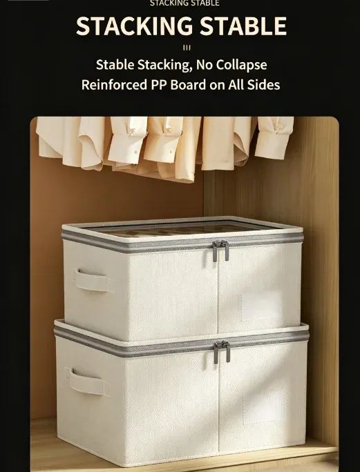 Boîte de rangement pliable à grande capacité avec couvercle, pour couettes et doudounes 3