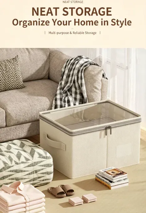 Boîte de rangement pliable à grande capacité avec couvercle, pour couettes et doudounes 4
