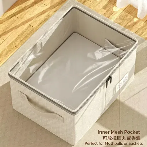 Boîte de rangement pliable à grande capacité avec couvercle, pour couettes et doudounes 6