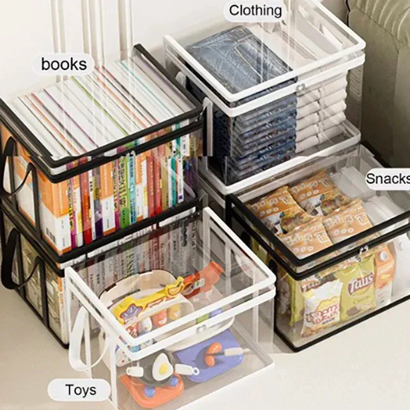 Boîte de rangement transparente en PVC avec couvercle rabattable et fenêtre de visualisation, organisateur multi-usages pour jouets, loisirs créatifs et fournitures 2