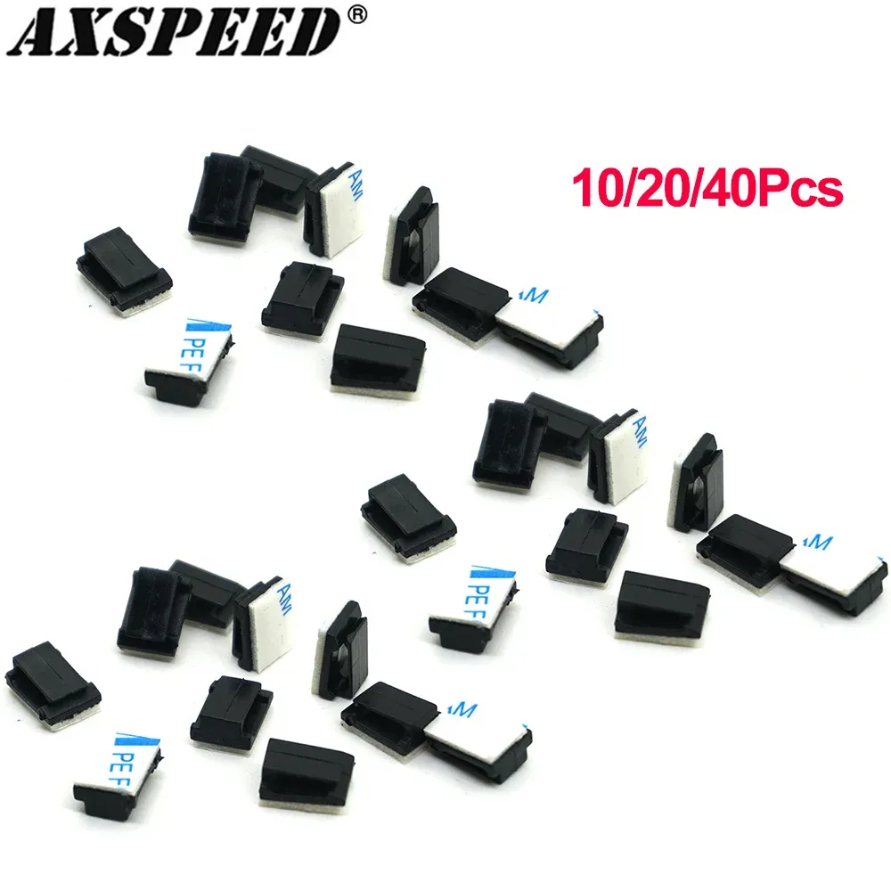 AXSPEED Lot de 10/20/40 pinces de fixation autoadhésives pour câbles de voiture RC, organisateur de fils et supports de câblage pour éclairage - Image 1