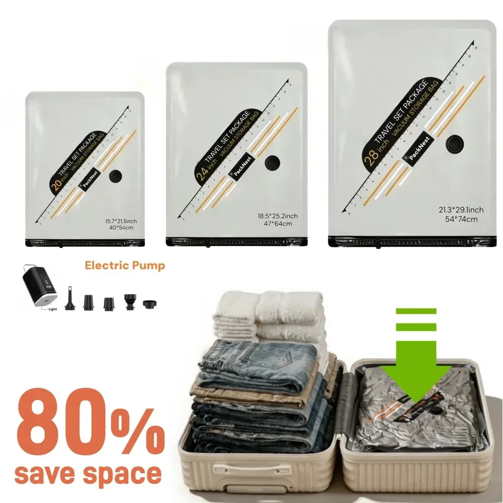 Sacs de compression sous vide pour voyage et rangement de garde-robe