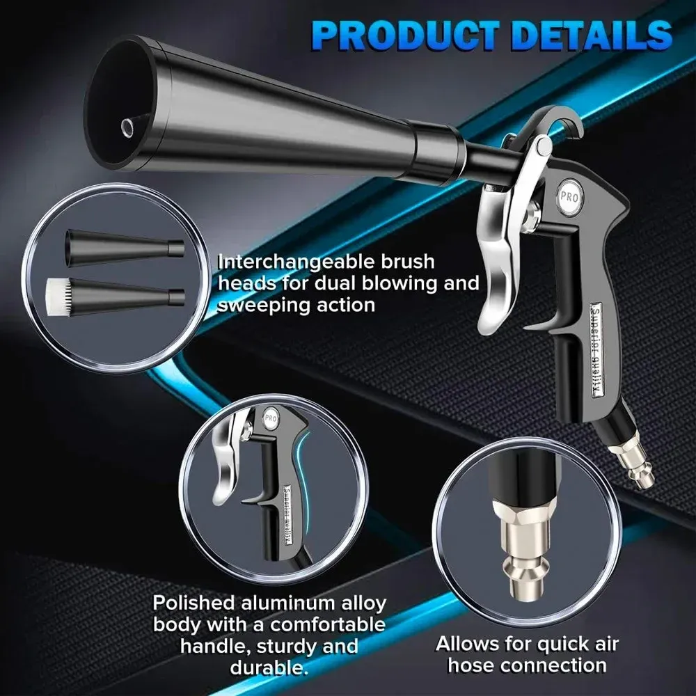 Pistolet de nettoyage haute pression pour automobile, pistolet à air comprimé pour le detailing automobile, nettoyage à sec et outils professionnels pour l'intérieur de véhicule 2