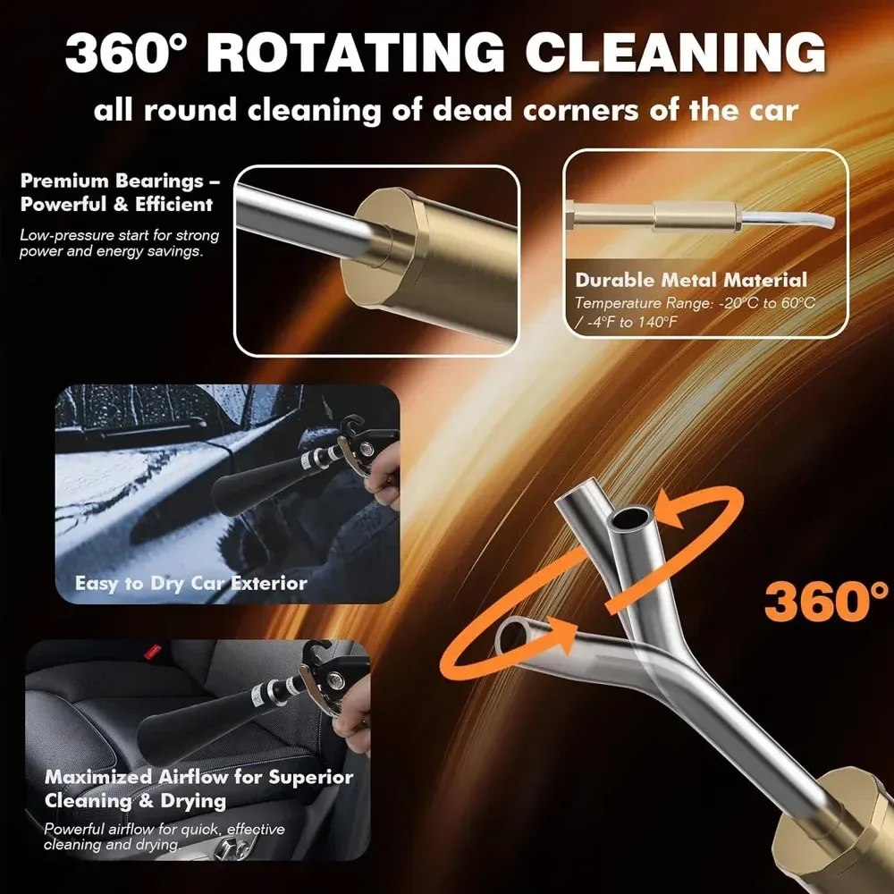 Pistolet de nettoyage haute pression pour automobile, pistolet à air comprimé pour le detailing automobile, nettoyage à sec et outils professionnels pour l'intérieur de véhicule 3