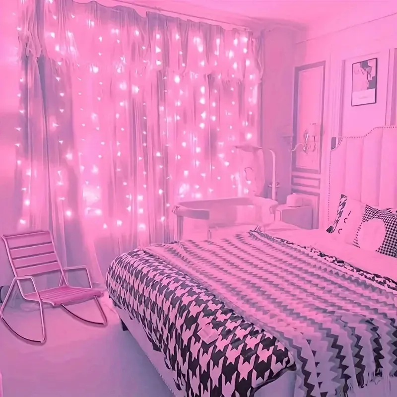Guirlande lumineuse LED en rideau avec télécommande, 8 modes d'éclairage, alimentation USB, décoration de Noël féerique pour la maison, chambre et mariage 9