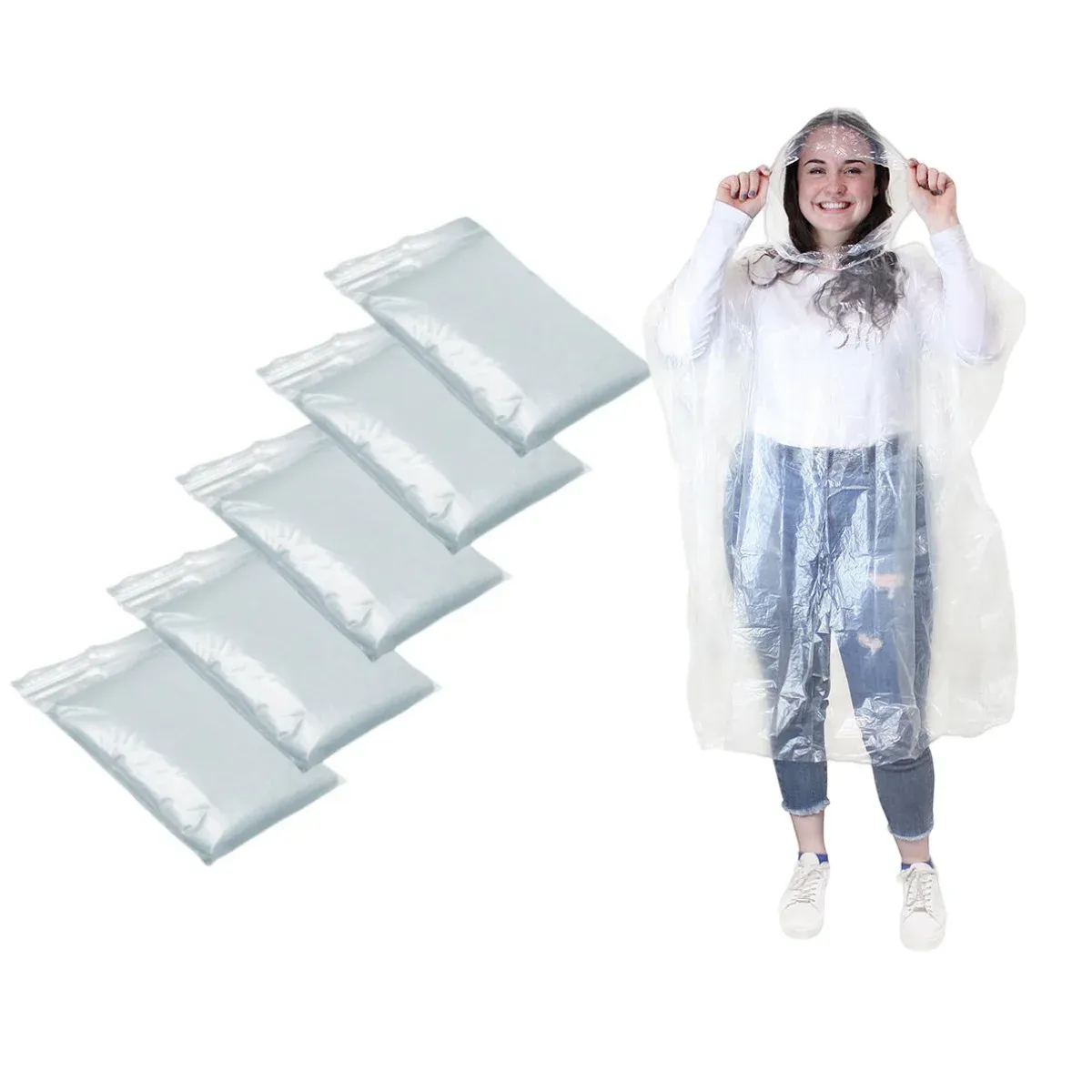 Poncho imperméable jetable transparent