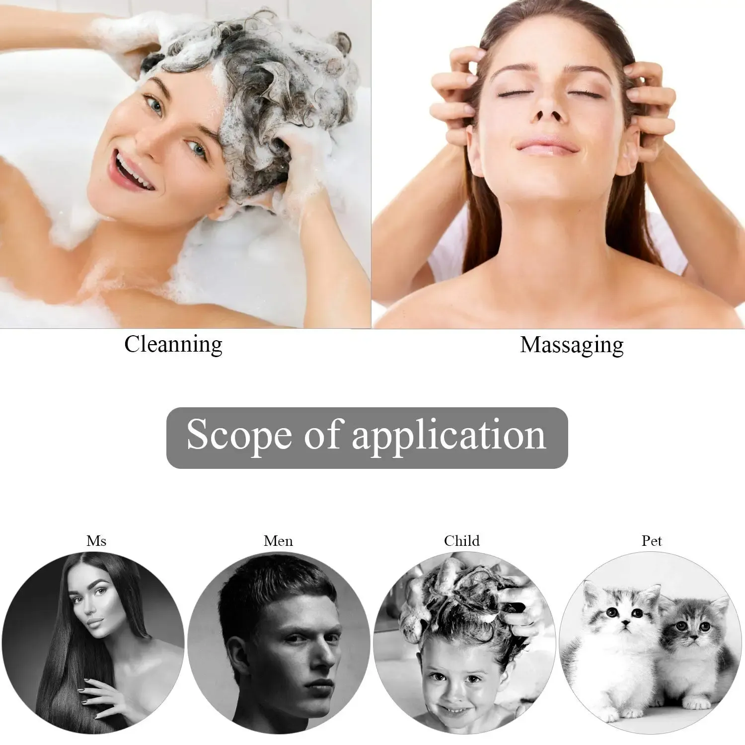 Brosse de massage du cuir chevelu en silicone en situation