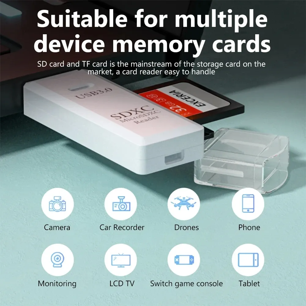 Lecteur de cartes 2 en 1 USB 3.0 pour cartes Micro SD et TF, haute vitesse, multi-cartes, adaptateur pour ordinateur portable 4