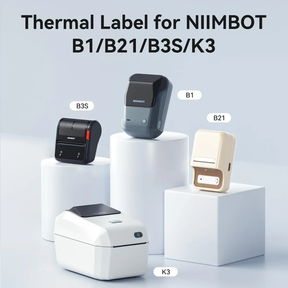 Étiquettes adhésives thermiques pour imprimante Niimbot B1 et B21, rouleau de papier autocollant blanc, couleur et transparent, imprimante portable 2