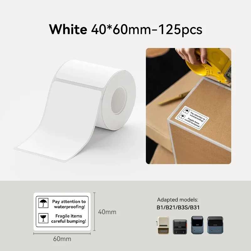 Étiquettes adhésives thermiques pour imprimante Niimbot B1 et B21, rouleau de papier autocollant blanc, couleur et transparent, imprimante portable 9