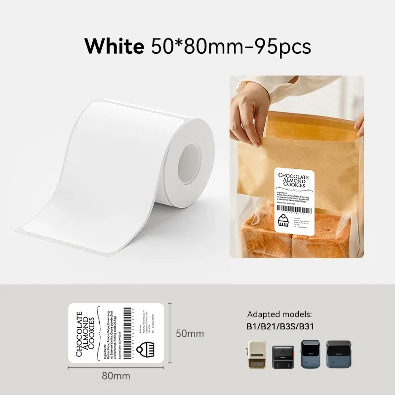 Étiquettes adhésives thermiques pour imprimante Niimbot B1 et B21, rouleau de papier autocollant blanc, couleur et transparent, imprimante portable 10