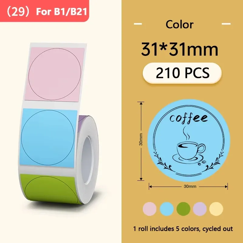 Étiquettes adhésives thermiques pour imprimante Niimbot B1 et B21, rouleau de papier autocollant blanc, couleur et transparent, imprimante portable 17