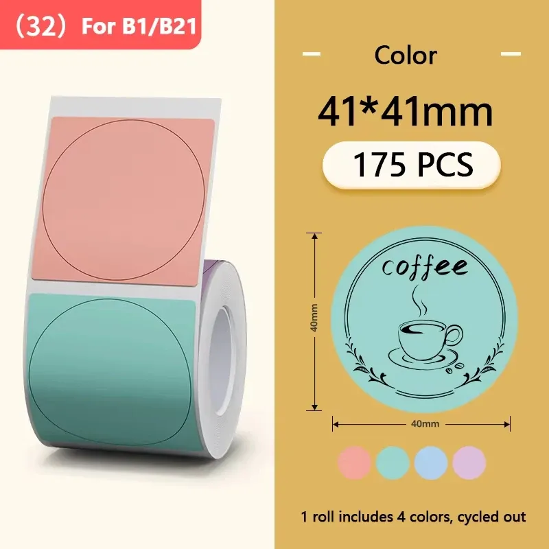 Étiquettes adhésives thermiques pour imprimante Niimbot B1 et B21, rouleau de papier autocollant blanc, couleur et transparent, imprimante portable 12