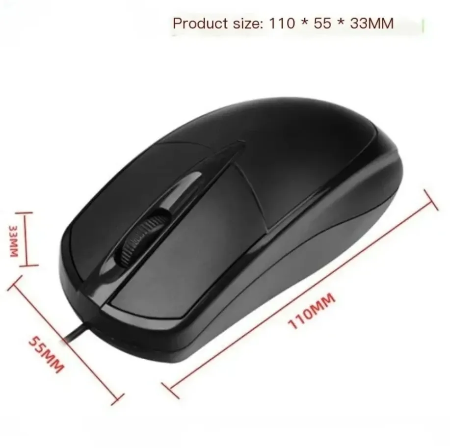 Souris optique filaire USB 1200 DPI pour ordinateur portable et de bureau, molette 3D antidérapante