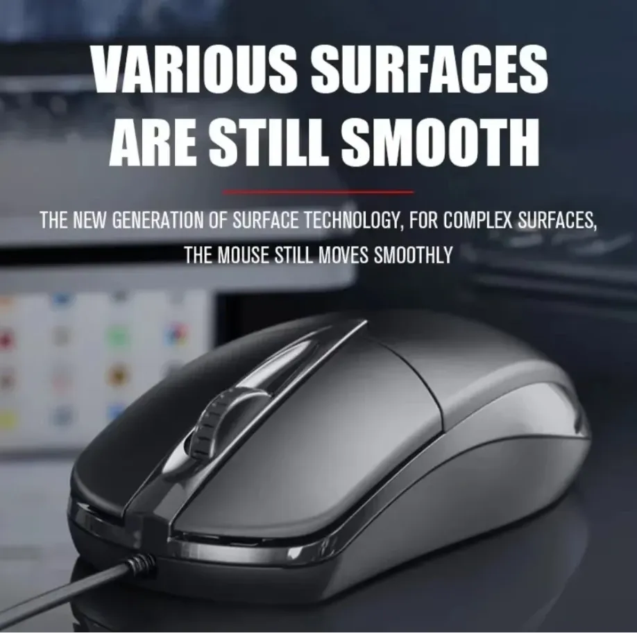 Vue détaillée de la souris optique filaire USB