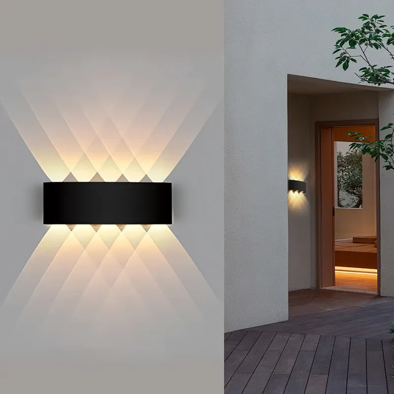 Applique murale LED extérieure à 4, 6, 8 ou 10 lampes, éclairage haut et bas pour la décoration intérieure et l'éclairage de jardin