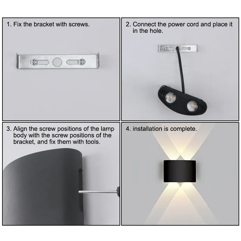 Applique murale LED extérieure à 4, 6, 8 ou 10 lampes, éclairage haut et bas pour la décoration intérieure et l'éclairage de jardin 6