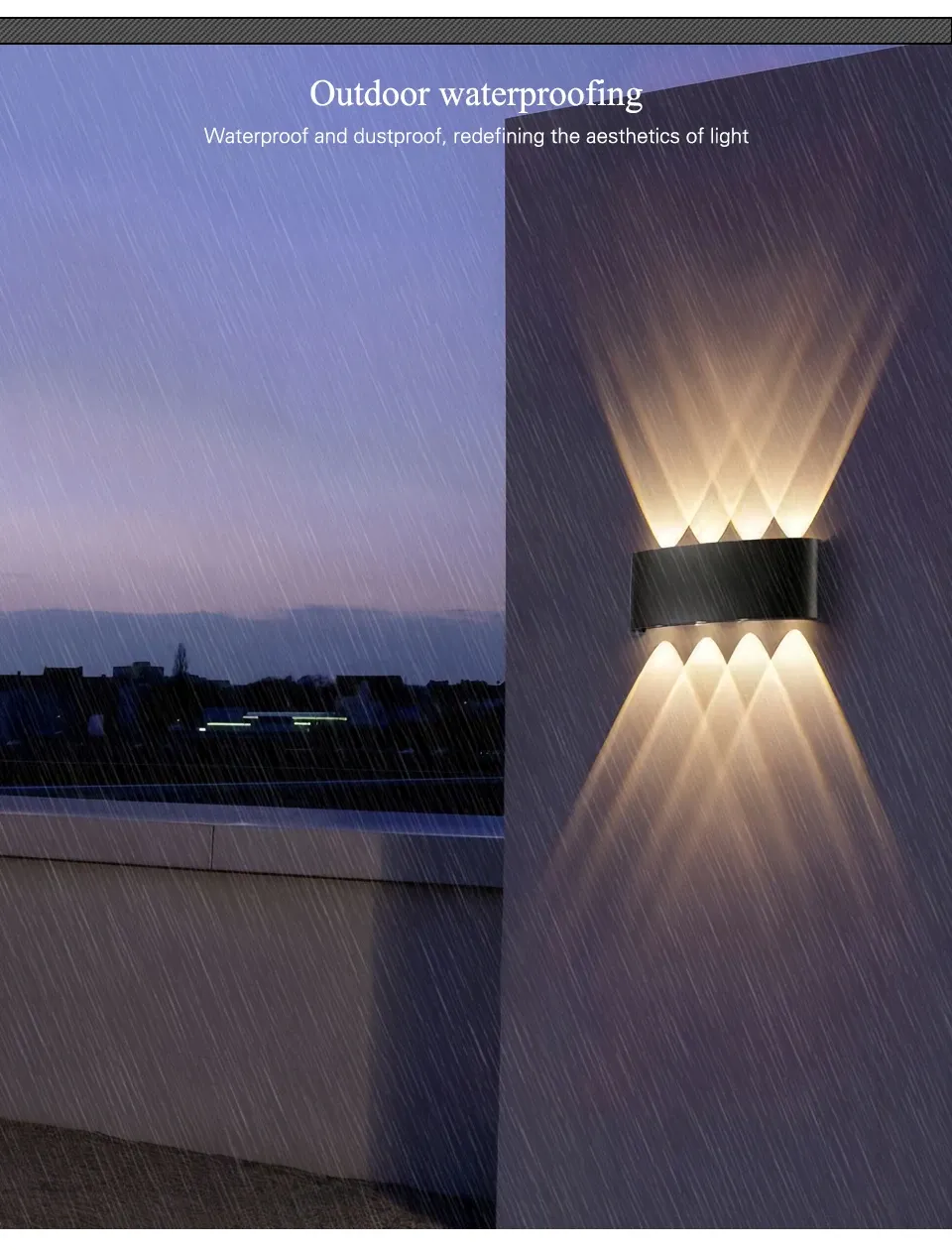 Applique murale LED illuminant un mur de jardin