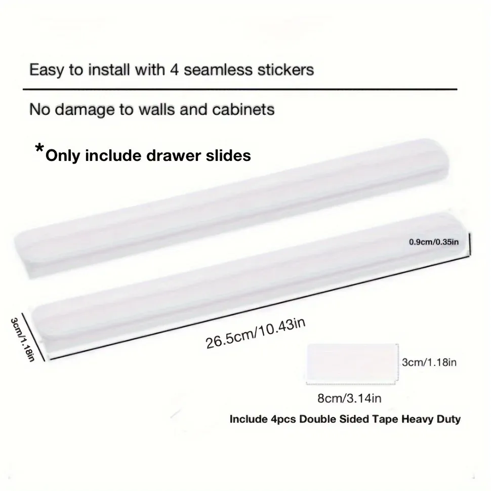 Rails coulissants auto-adhésifs 2 pièces, rails de boîte de rangement, accessoires de rail télescopique pour tiroirs : améliorez vos tiroirs 8