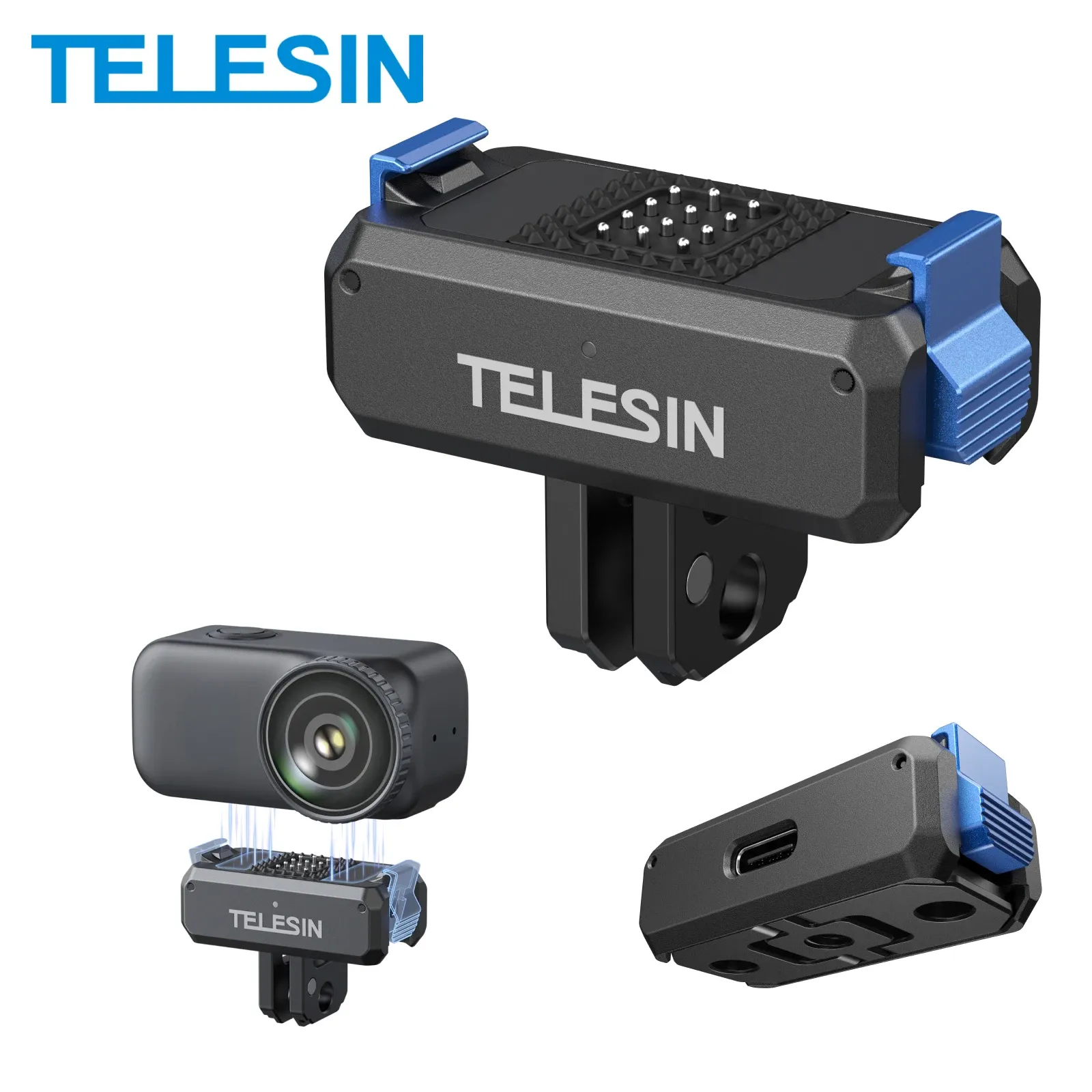 TELESIN Adaptateur de montage à double griffe à libération rapide magnétique pour DJI Osmo Nano, accessoire pour caméra d'action - Image 1