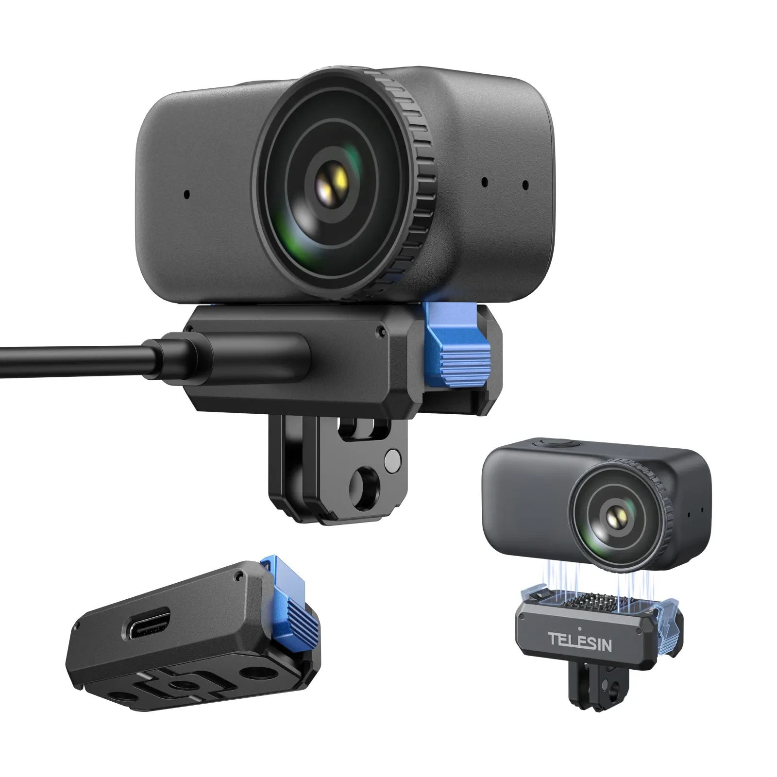 TELESIN Adaptateur de montage à double griffe à libération rapide magnétique pour DJI Osmo Nano, accessoire pour caméra d'action 8
