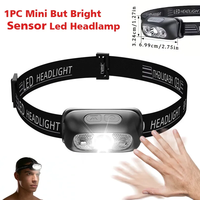 Lampe frontale rechargeable USB 500 lumens avec capteur de mouvement, pour la course à pied et la pêche 10