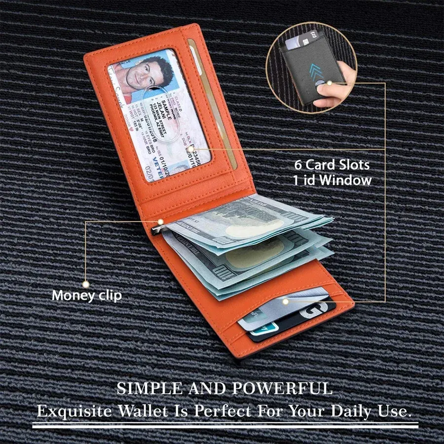 Détail du portefeuille fin pour homme avec compartiments de rangement