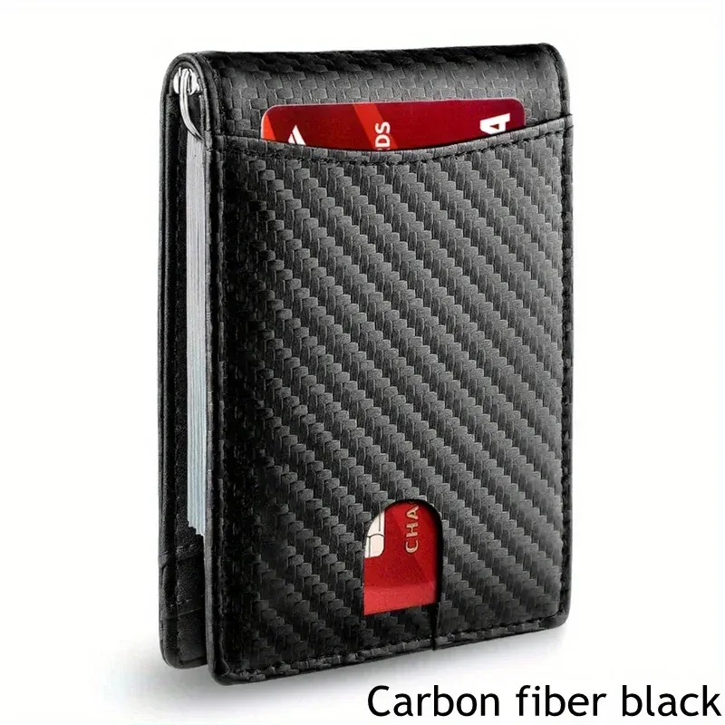 Portefeuille fin en similicuir pour homme avec porte-cartes, pince à billets et protection RFID 8