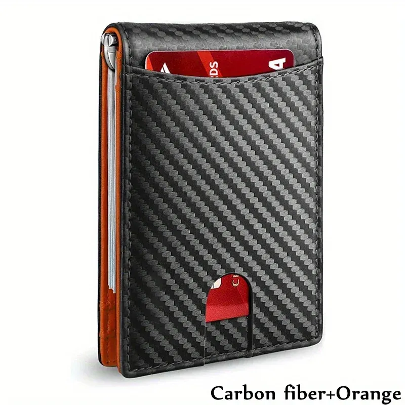 Portefeuille fin en similicuir pour homme avec porte-cartes, pince à billets et protection RFID 7